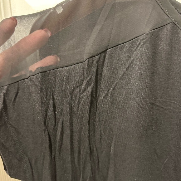 THE LIMITED M Black Jersey Top Chiffon Sheer Shoulder Neck Tie R $35 - Picture 3 of 11